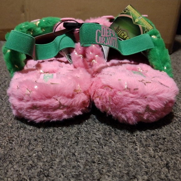 Wicked Pink and Green Fuzzy Slippers - Picture 4 of 6
